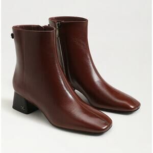 Sam Edelman Paige Ankle Boots Copper Leather Size 6 NIB Sleek Heel Square Toe